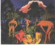 Ernst Ludwig Kirchner Nudes in the sun - Moritzburg oil on canvas